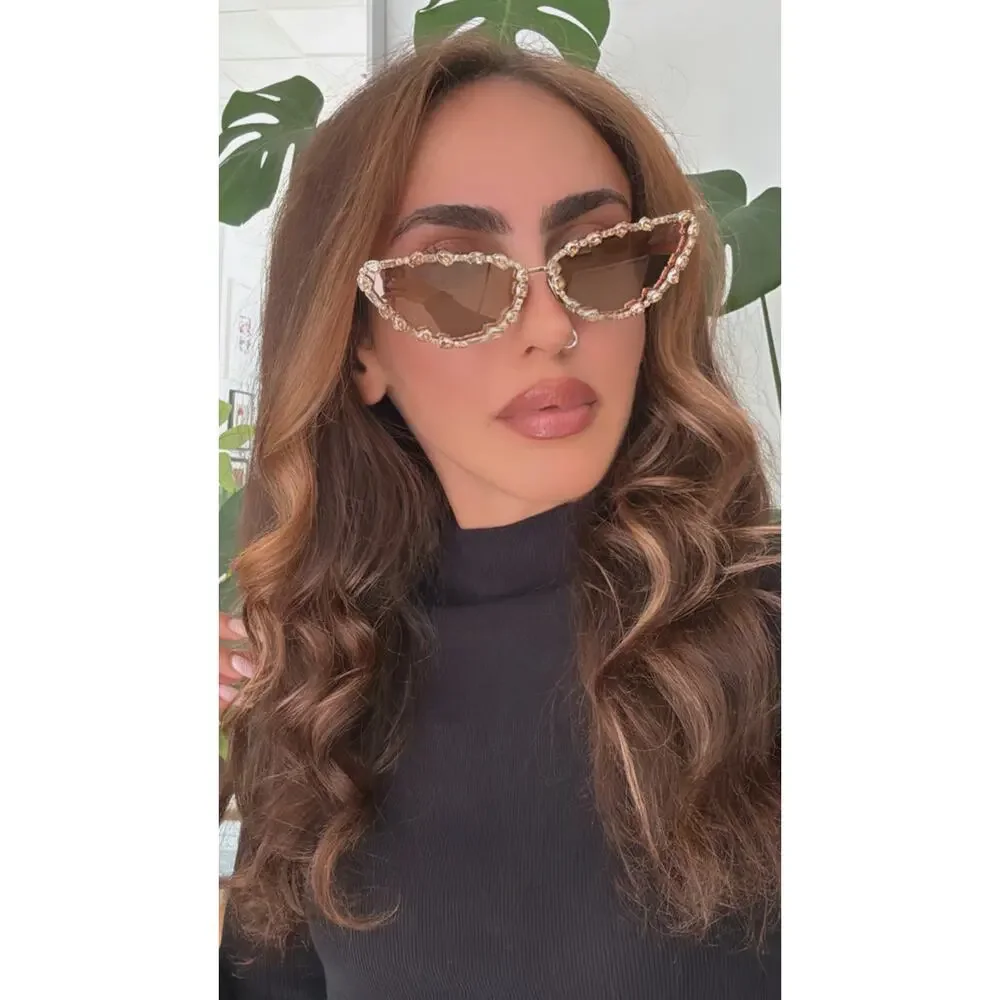 NEW Dior MissDior B1U Sunglasses in Gold Crystal Embellished